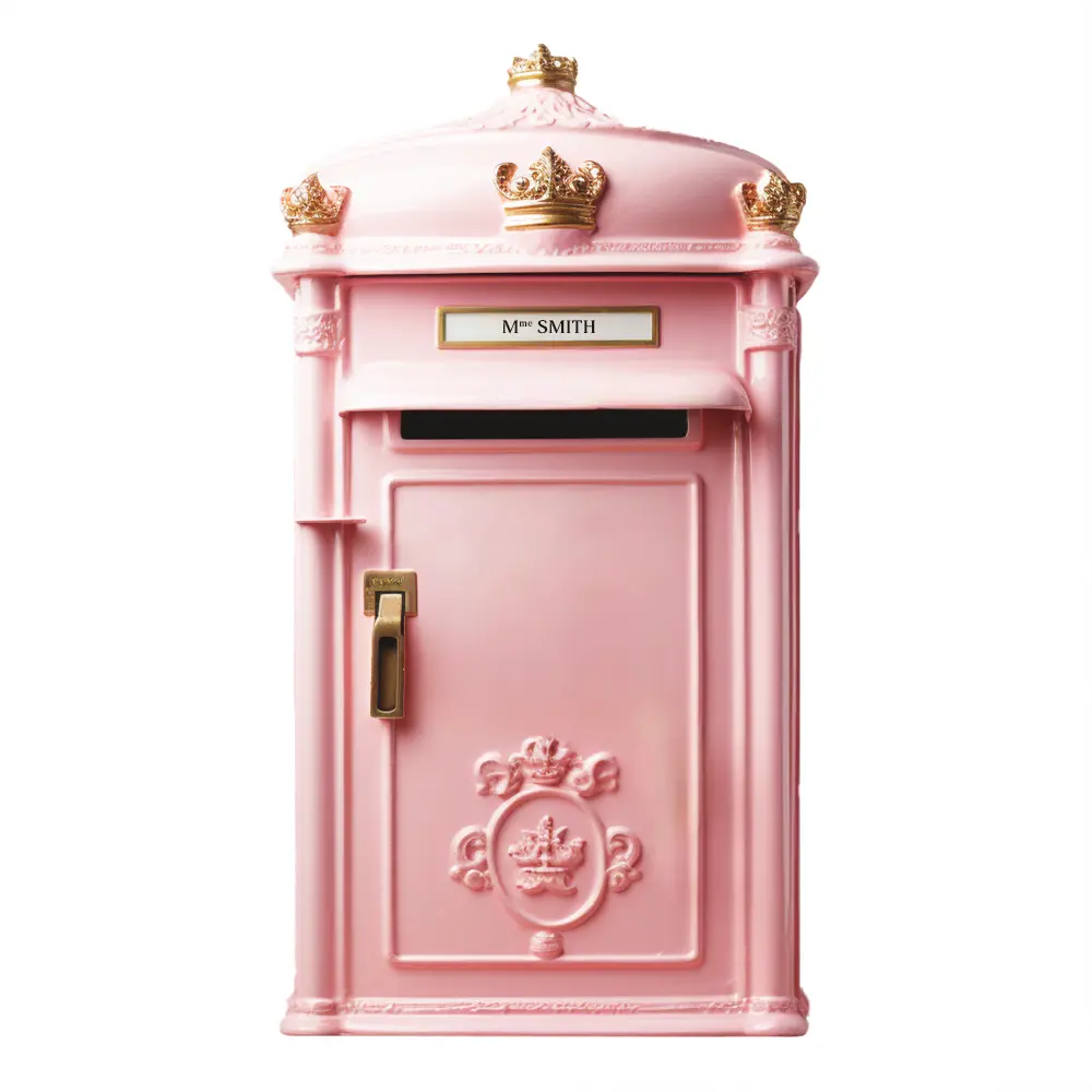 Cadeau par la poste avec boîte aux lettres rose pour illustrer l'idée