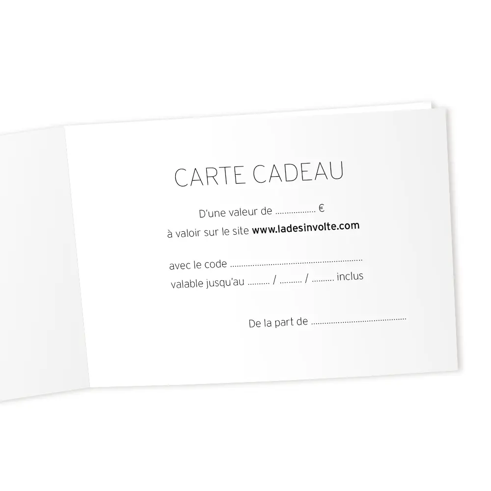 Aperçu de l'intérieur de la carte cadeau